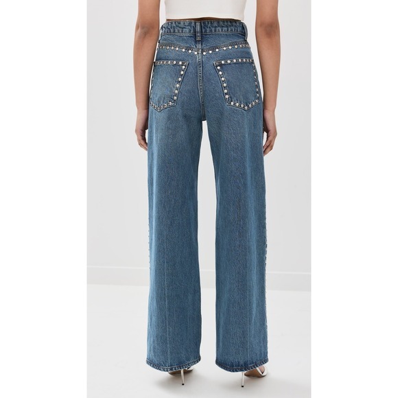 Reformation Cary High Rise Slouchy Wide Leg Jeans Chesapeake Studded 29 - Picture 2 of 10